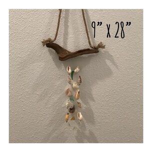 Driftwood Art, Driftwood & Seashell Wind Chime,Mobile w/ Crystals, Coastal Decor